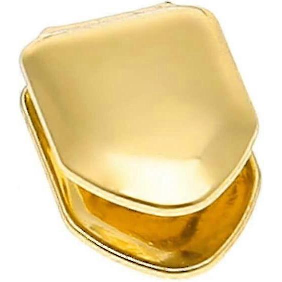 Dhrs 2pcs 14k Gold Plated Mouth Teeth, Flat Teeth, Top Teeth Gold Braces