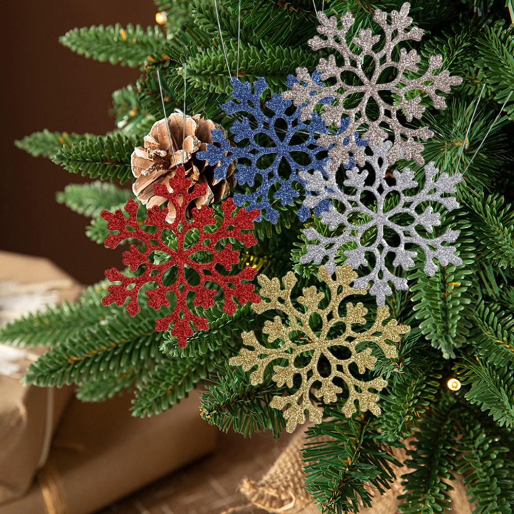 Рождественские украшения-снежинки, 12 шт. пластиковые блестящие украшения-снежинки, подвеска на рождественскую елку, снежинка для украшения рождественской елки