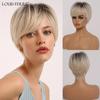 Short Ombre Black Ash Light Blonde White Synthetic Wigs With Bangs For Black Woman Afro Cosplay Wig High-Temperature