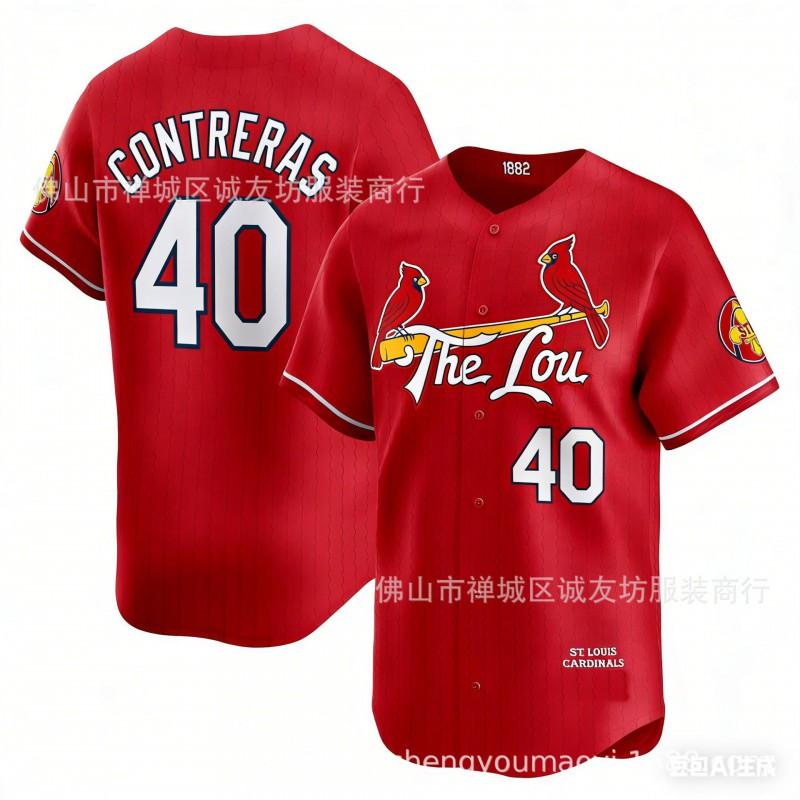 Embroidered Baseball Jersey Unisex Sport Top Red Cardinal City Edition Sizes S-XXXL