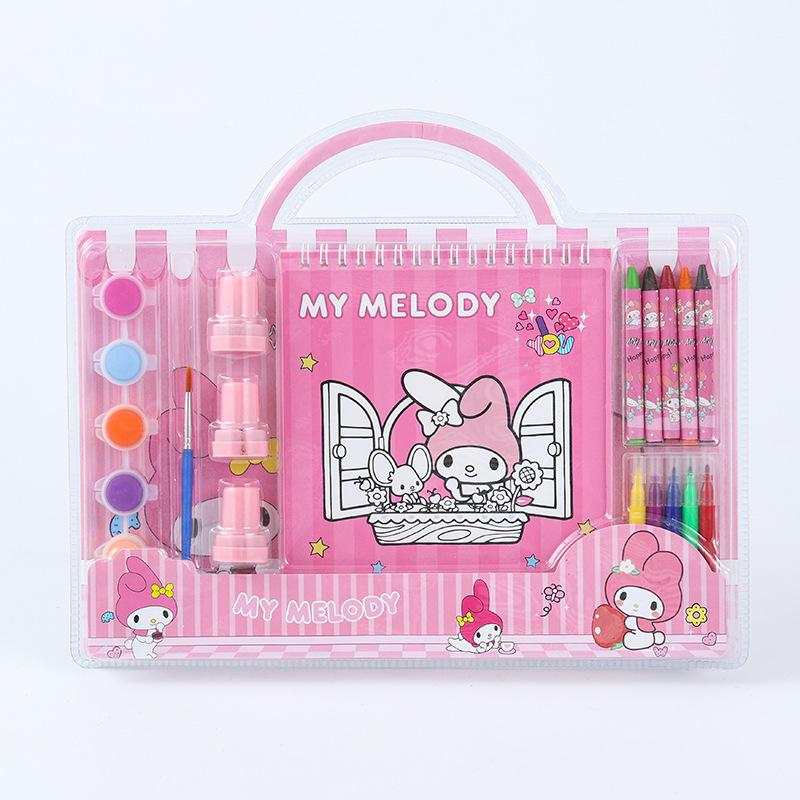 Набор для творчества для детей My Melody Cinnamoroll Kuromi Набор для рисования с акварелью и цветными карандашами Портативный набор для творчества для малышей