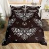 Death Moth Duvet Cover Set King Queen Full Twin Size Galaxy Sun and Moon Polyester Comforter Cover Boho Gothic Skull Bedding Set