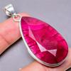 Ruby(Simulated) Gemstone Handmade 925 Sterling Silver Jewelry Pendant 2.17" AH-916