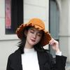 Lady Autumn Winter Chenille Fisherman Hat Solid Color Bowknot Wild Pleated Sunshade Retro Hat
