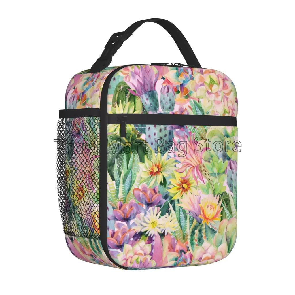 Кактус Термосумка для ланча Коробка Тропические растения Кактусы Цветы Изолированные Охладители Сумки Портативная Многоразовая Сумка Для Пикника Путешествия
