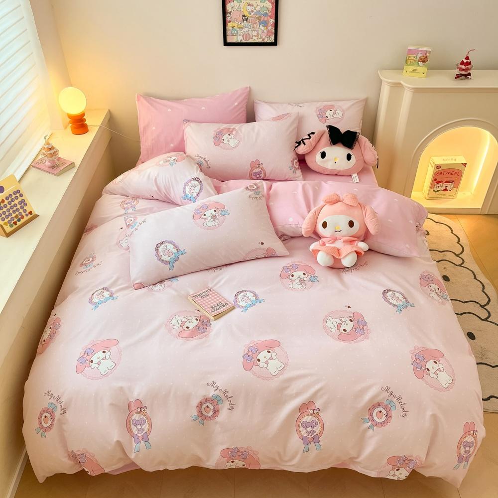 Розовый Стиль Sanrio Пододеяльник Мультяшный Комплект Постельного Белья Милый Чехол на Одеяло Queen King Full Twin Для Подростков Детской Спальни Лучшие Подарки