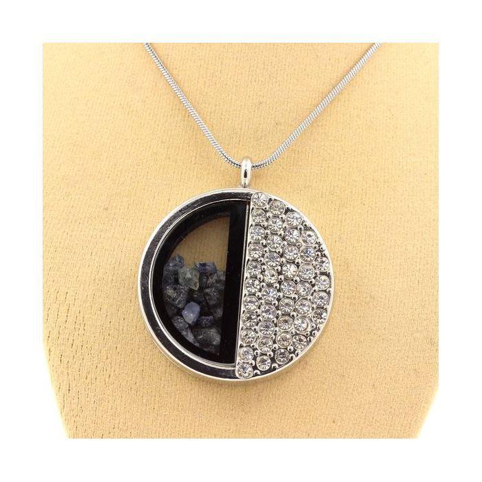 Pierres et Minéraux. Collier Saphir brut. Modèle demi-cercle.