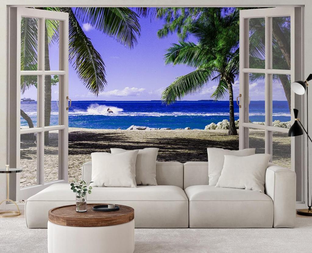 Wallpaper Window View Tropical Beach