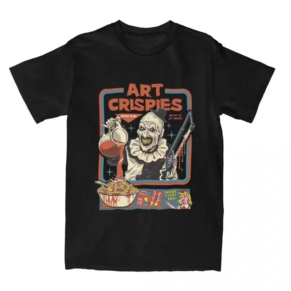 Art Crispies Terrifier Clown Мужская одежда Футболка Homme Новинка Топ с коротким рукавом Круглый вырез Печать Пуловер Футболки