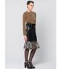 Greedius Flower Sequin Leather Biker Skirt