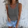 Женская жилетка с U-образным вырезом без рукавов на пуговицах, блузка-камисоль, облегающая базовая майка для пляжа, офиса, вечеринки
