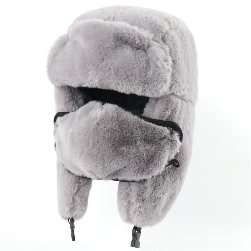 Soviet coat of arms Lei Feng hat men's and women's imitation rabbit fur outdoor hat thickened ear protectors Russian thermal hat cold-proof Northeas