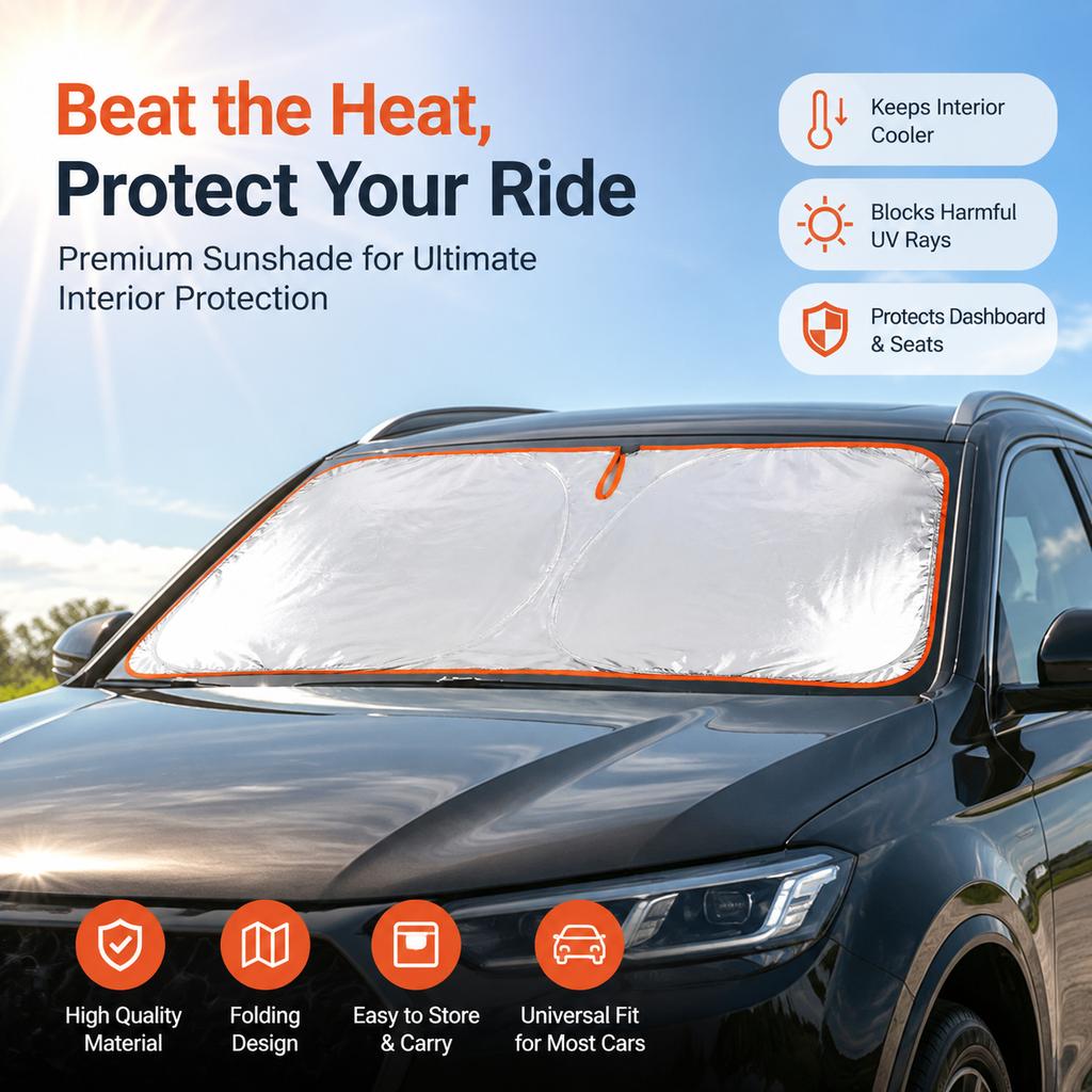 New Windshield Sunshade Easy Install And Storage Sun Visor Foldable Car Sunshade, High-Efficiency Thermal Insulation Material