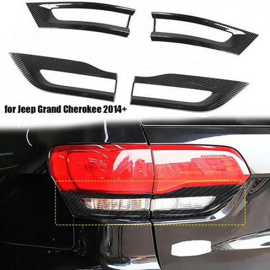 For Jeep Grand Cherokee 2014+ Rear Tail Light Lamp Cover Trim Carbon Fiber 4PCS