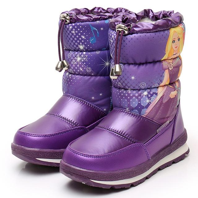 Winter Waterproof Women Children's Boots Winter Girls Princess Snow Boots Thick Baby Cotton Shoes