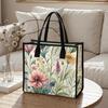 Aesthetic Wild Floral Tote Bag for Women Daily Use Casual Shoulder Handbag Portable Shopping Carry Bag