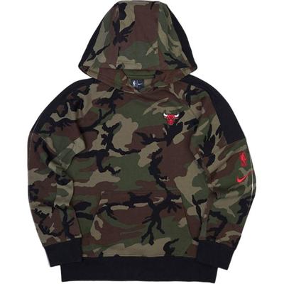 Nike NBA Чикаго Буллз Толстовка с вышитым логотипом Камуфляжная Детские толстовки Милитари-зеленый 3Z2B7BBXL-BUL