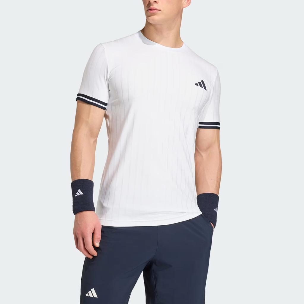 adidas Мужские белые топы для тенниса с круглым вырезом, средняя посадка KE8972
