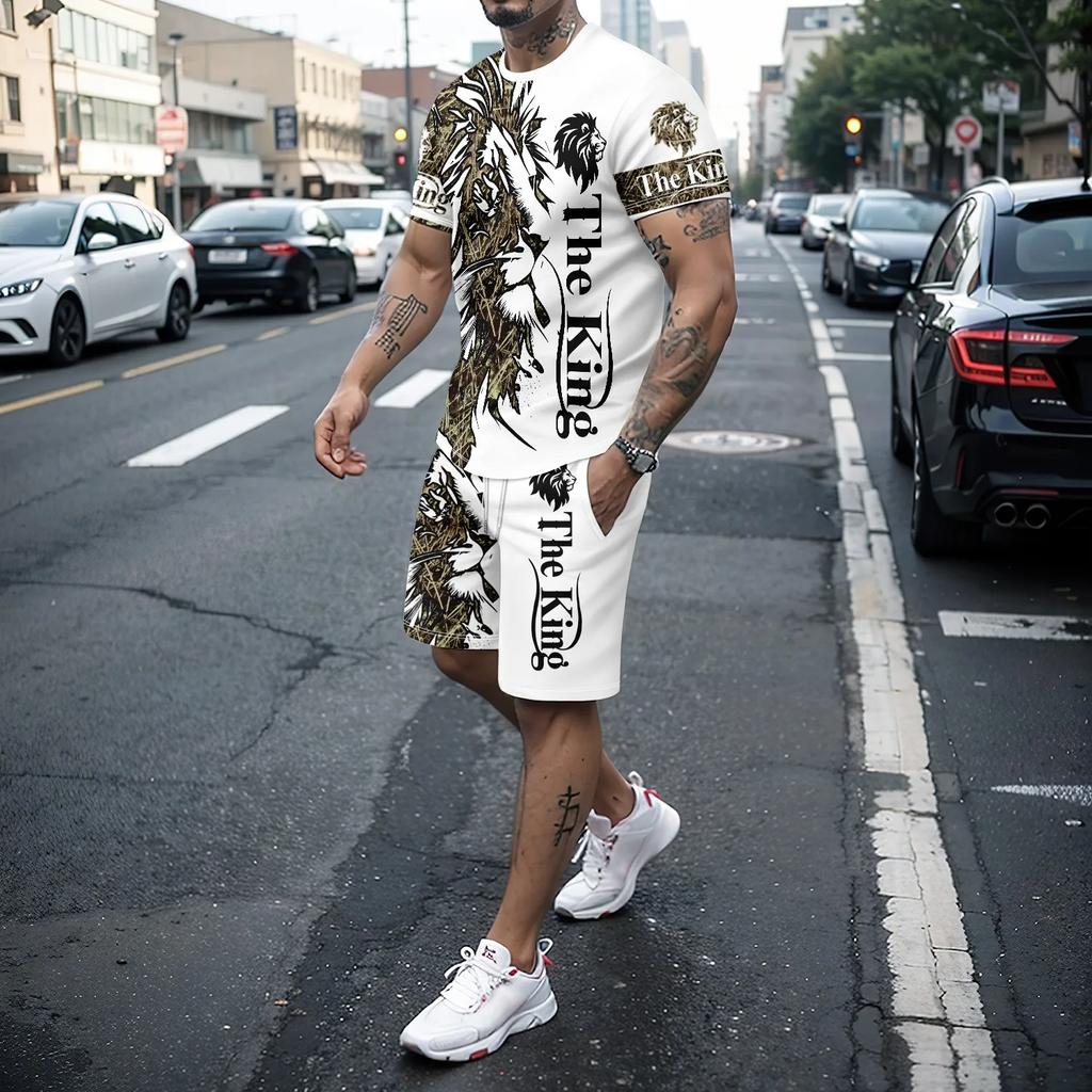 Мужской комплект одежды для летних каникул из 2 предметов с принтом якоря, мужская футболка с короткими рукавами и повседневные шорты с карманами