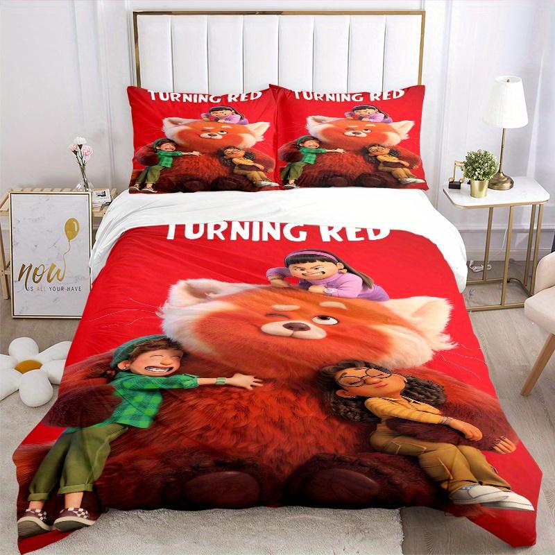 3pcs Turning Red Bedding Set, Includes Quilt Cover and Pillowcases, Suitable for All Seasons, Machine Washable, Ideal Gift for Family and Fr