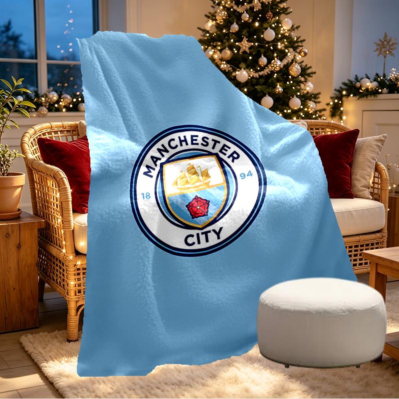 Manchester City FC Print Blanket - Soft & Comfortable, for Bedroom, Travel, Sofa, Home Decoration - Birthday Christmas Gift for Friend