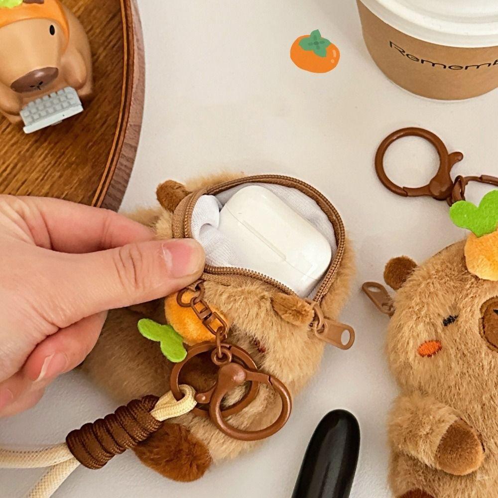 Cartoon Capybara Coin Purse Plush Stuffed Guinea Pig Bag Pendant Funny Plush Doll Keychain  Unisex