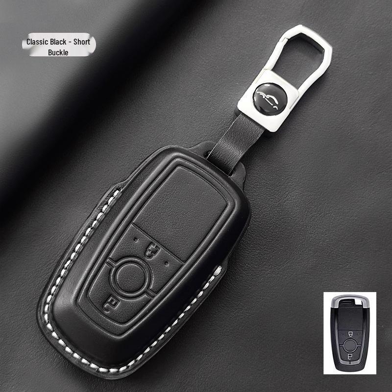 Genuine Leather Key Case for Ford Focus, Mondeo, Edge, Escort, Explorer, and Raptor.