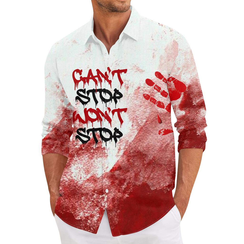 Men'S Casual Loose Fitting Long Sleeved Shirt Fashionable Lapel Shirt Top