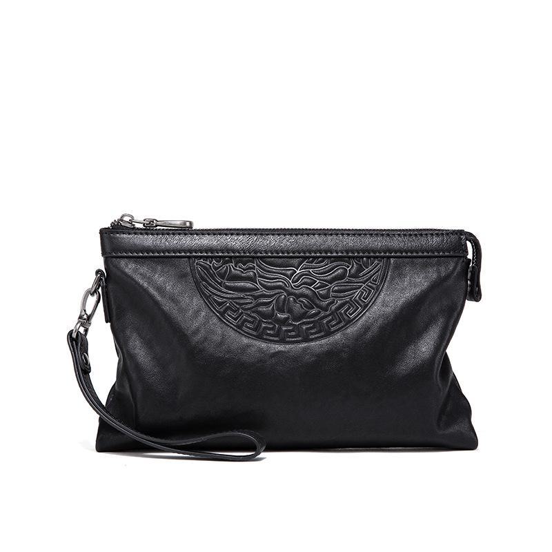 Мужская сумка-клатч из натуральной кожи в деловом стиле - вместительная сумка-конверт из коровьей кожи