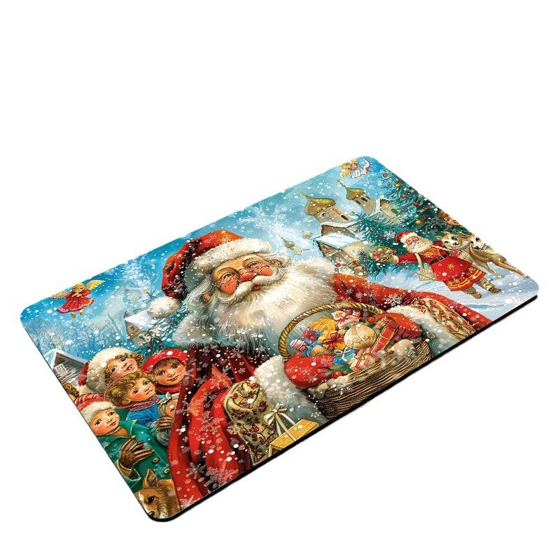 Диатомовый коврик для ванной с рисунком Санта-Клауса, противоскользящий коврик для двери ванной комнаты, впитывающий коврик