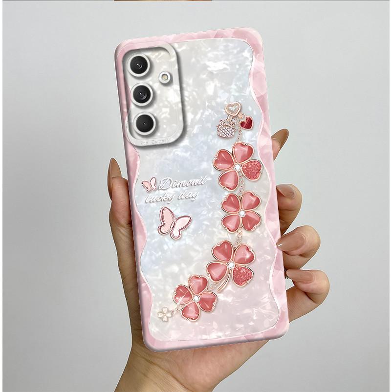 Чехол для телефона Samsung Galaxy M35 5G Бампер Силиконовый Ударопрочный Красивый Чехол с Бабочками и Цветами для Galaxy M 35 M55 Funda