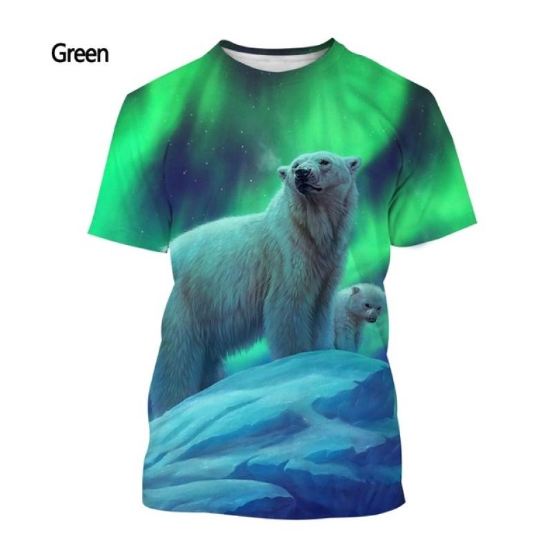Men's and Women's Summer Casual Short-sleeved T-shirt New Fashion Polar Bear 3d Printing T-shirt