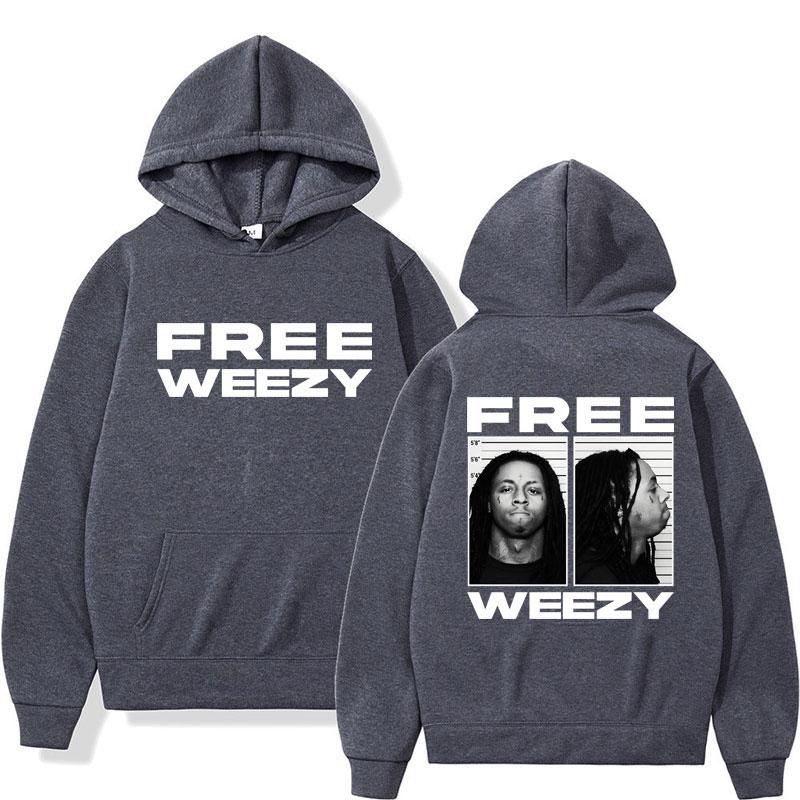 Худи с графикой рэпера Lil Wayne Free Weezy Хип-хоп Готическая одежда Мужская Женская Ретро Панк С длинным рукавом Оверсайз Пуловер