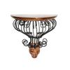 Wrought Iron and Wooden Beautiful Hand Carved Wall Decor Shelf