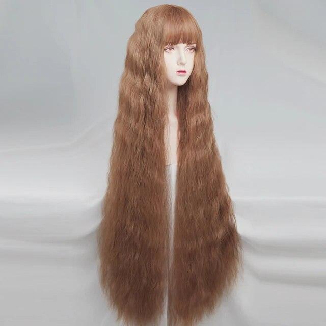 40In синтетический длинный вьющийся парик Белый Розовый Коричневый Оранжевый Лолита Косплей Женский Парик Волос для Ежедневной Вечеринки