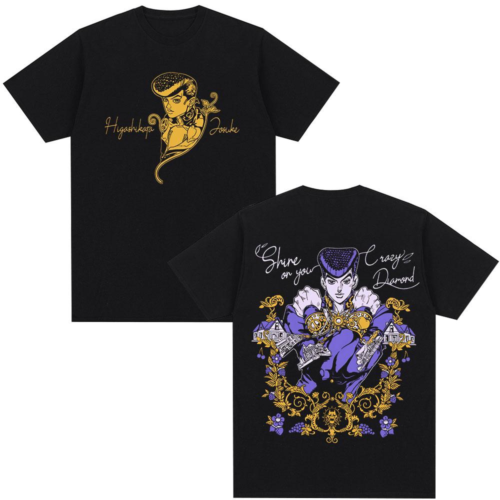 Аниме JoJo's Bizarre Adventure Футболка Хигашиката Джоске Манга Футболки Мужские Женские 100% Хлопок Повседневный Комфорт Оверсайз Футболка