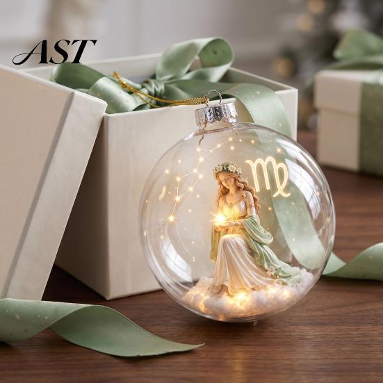 Timeless Holiday Keepsakes Zodiac Christmas Ornament, Twelve Sign Hanging Decoration, 2D Acrylic Tree Decorations Horoscope Pendant for Xmas