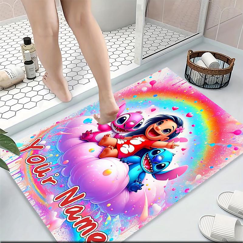 Custom Name "Your Name Stitch Angel" Carpet Rug Customizable Soft Washable Anti-Slip Home Living Room Sofa Mats Personalized Rug. 0909375