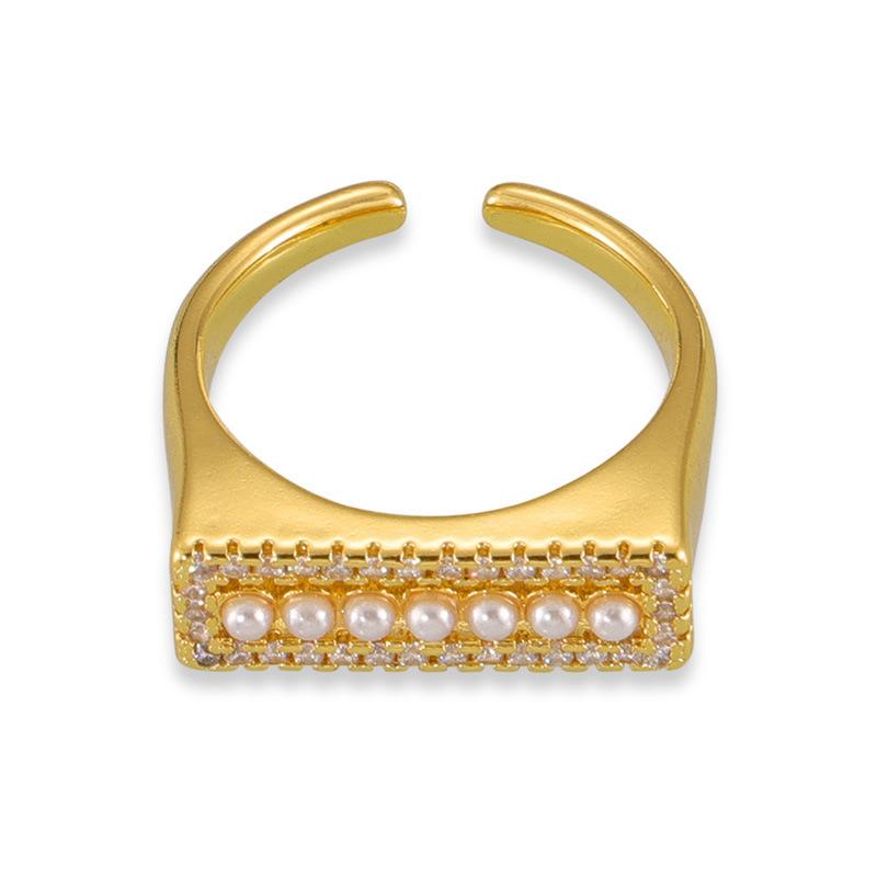 Light Luxury Jewelry Copper Diamond Bead Open Ring Women'S Tail Ring Creative Personalized Accessories Ring