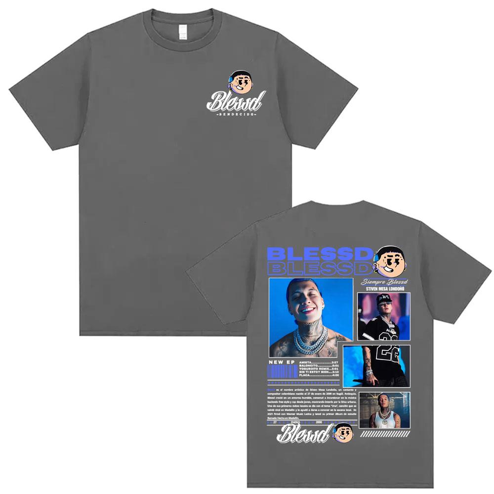 Blessd El Bendito Album Graphic 100cotton Unisexs shirt Y2k Hip Hop ONeck Short Sleeve Womens summer fashion oversized Tshirt