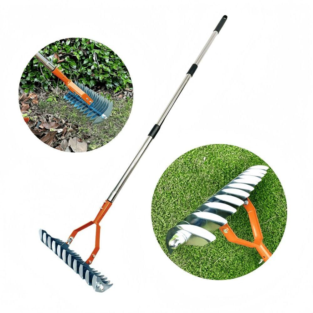 Durable Couch Grass Rake Removable Soil Aerator Withered Grass Thatch Rake Farmland