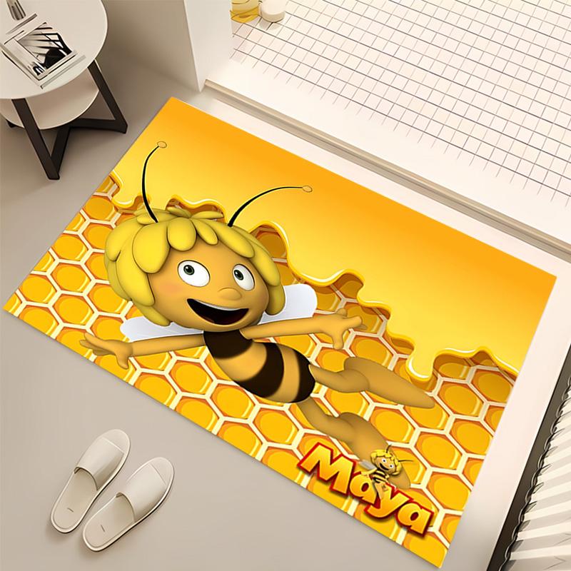 1pc Maya the Bee Print Area Rug - Soft, Washable Non-Slip Indoor Mat, Living Room, Home Office Decorative Rug,Office Decorative