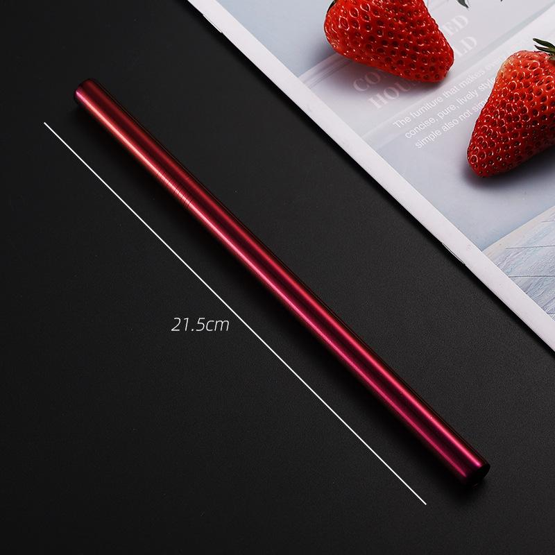 304 Stainless Steel Straw Set Color Metal Straw Restaurant Milk Tea Beverage Coffee Tube Straight Pipe Elbow Set