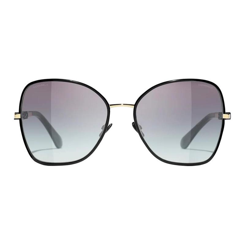 CHANEL Temple Letter Logo Metal Butterfly Sunglasses Unisex Couple Style Black