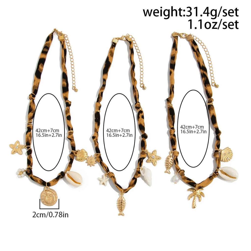 Ingemark 3Pcs/Set Creative Vintage Starfish Conch Fish Imitation Pearl Pendant Necklace Women 2026 Summer Beach Party Jewelry