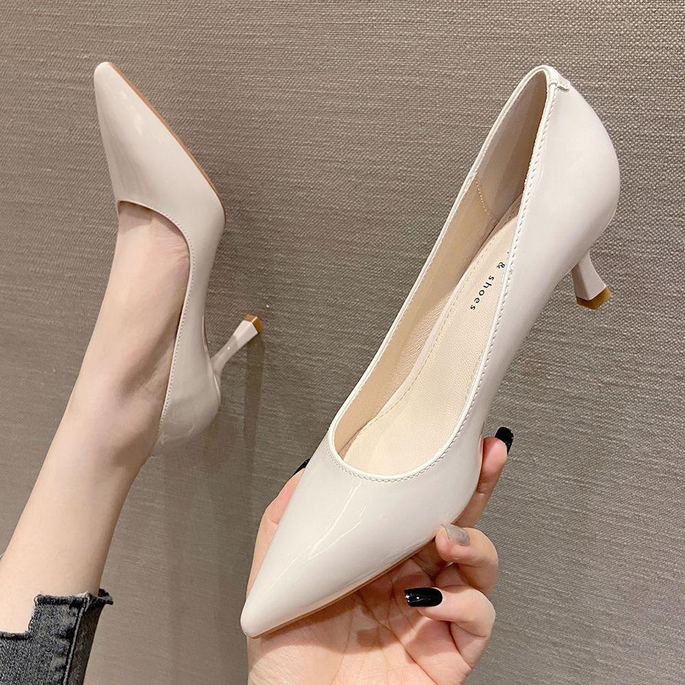Korean Style Solid Color Fairy Style High Heels Spring New Pointed Toe Stiletto High Heel Shoes Women