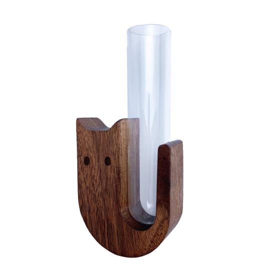 Ваза Кошачий Ус Магнит на Холодильник Деревянный Магнит на Холодильник со Стеклянной Трубкой Магнитный Контейнер для Сбора Кошачьих Усов Ваза Аксессуары для Холодильника