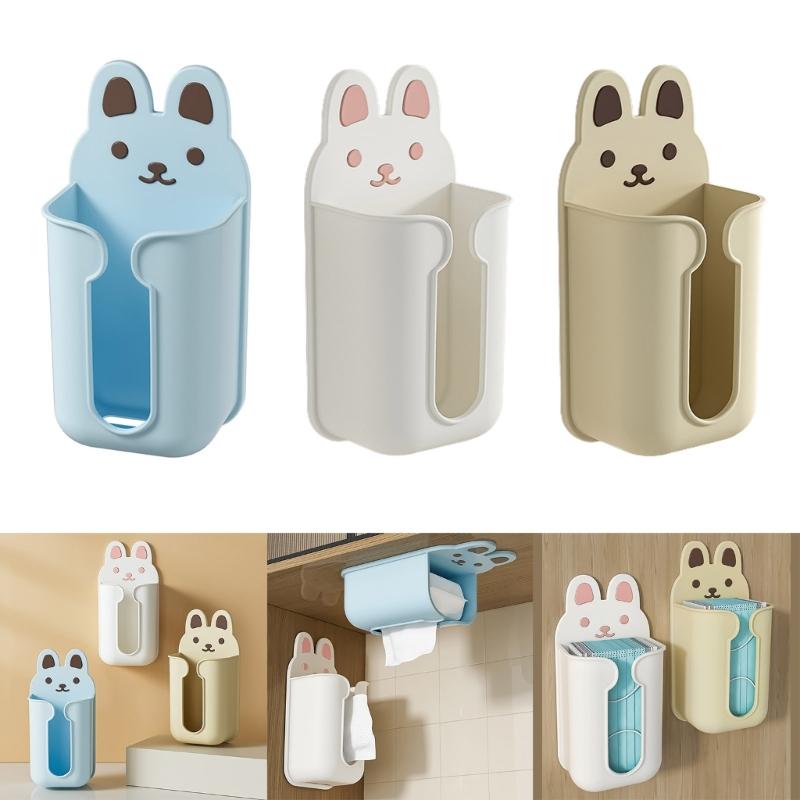 Cartoon Tissue Box Wall Mounted Napkin Paper Rack Towel Napkin Container Bathroom Adhesive Paper Dispenser Organizer