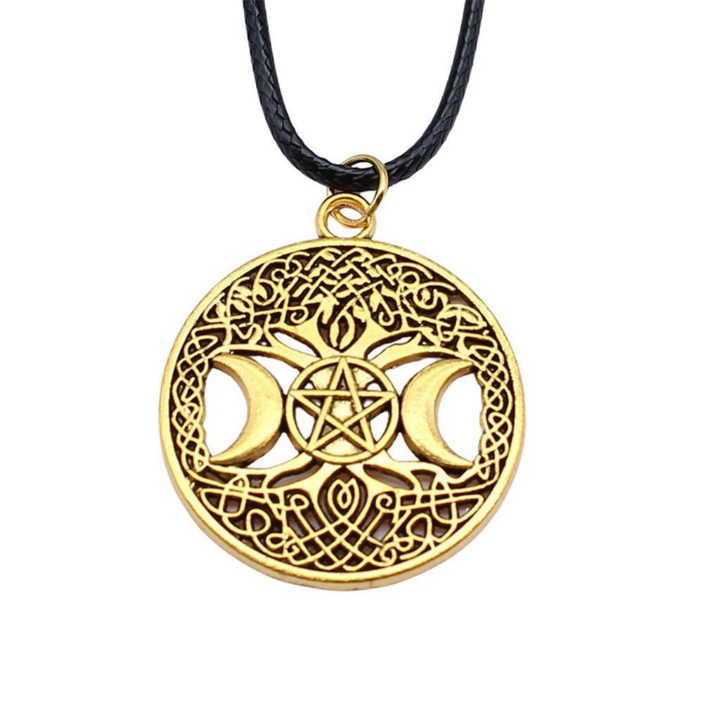 Антикварный кулон-ожерелье "Древо Жизни" Nature Boho Statement Jewelry 45см Кожаная цепочка
