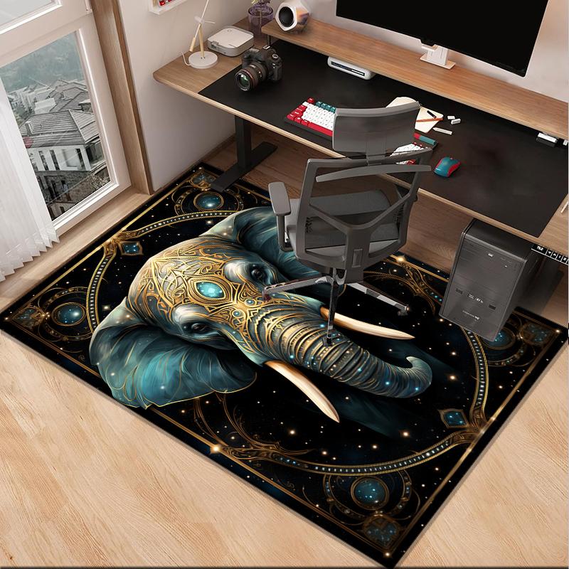 Ethereal Elephant Under The Moon Office Rug Chair Mat, Entryway Carpet, Suitable for Front Door, Bedroom, Living Room, Desk, Holiday Gift